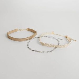 Choker Necklace Set - Silver Gold